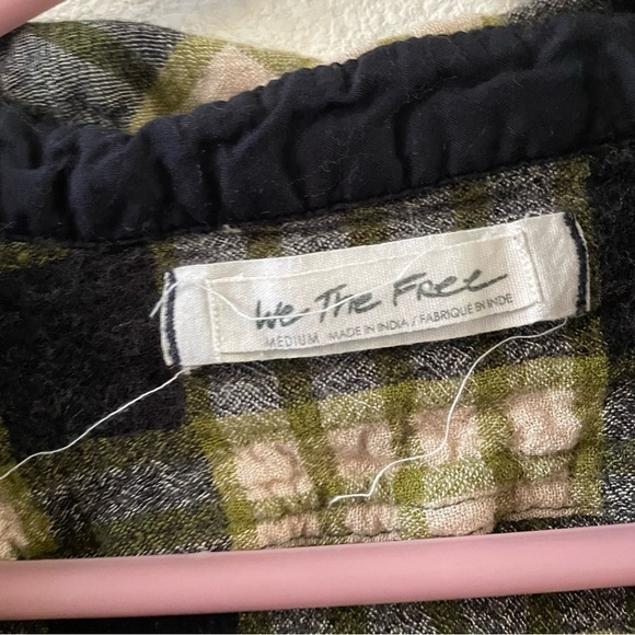 Free People plaid drawstring flannel checker shirt button down - Picture 4 of 12
